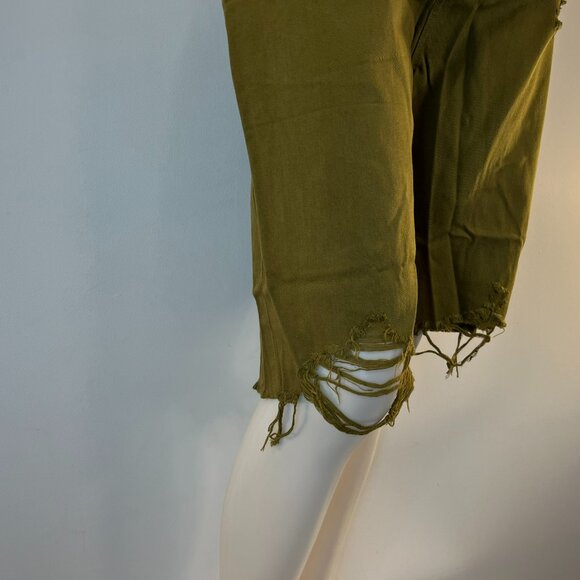 SERRA BY JOIE RUCKER The Ballest Distressed Twill Bermuda Shorts In Olive Oil - Picture 3 of 5